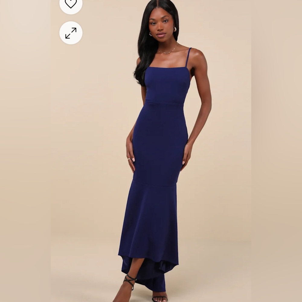 Lulu's Blue Sheath Dress with Spaghetti Straps for Cocktail